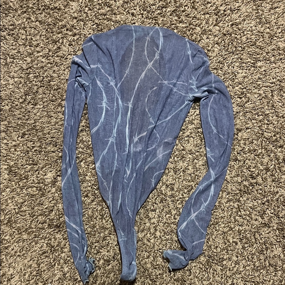 Blue Tie-Dye Long Sleeve Bodysuit